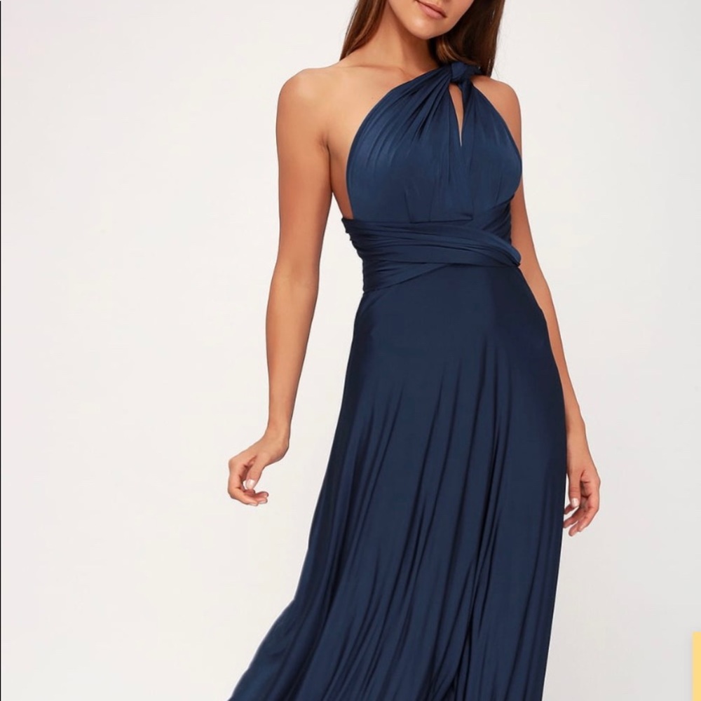 Lulu’s “convertible navy blue maxi dress”